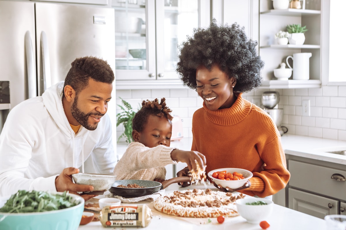 Family enjoying healthy meal together